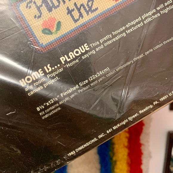 Vintage 80s- 1983 DIMENSIONS “Home is where the heart is” Crewel Needlepoint - Picture 2 of 4